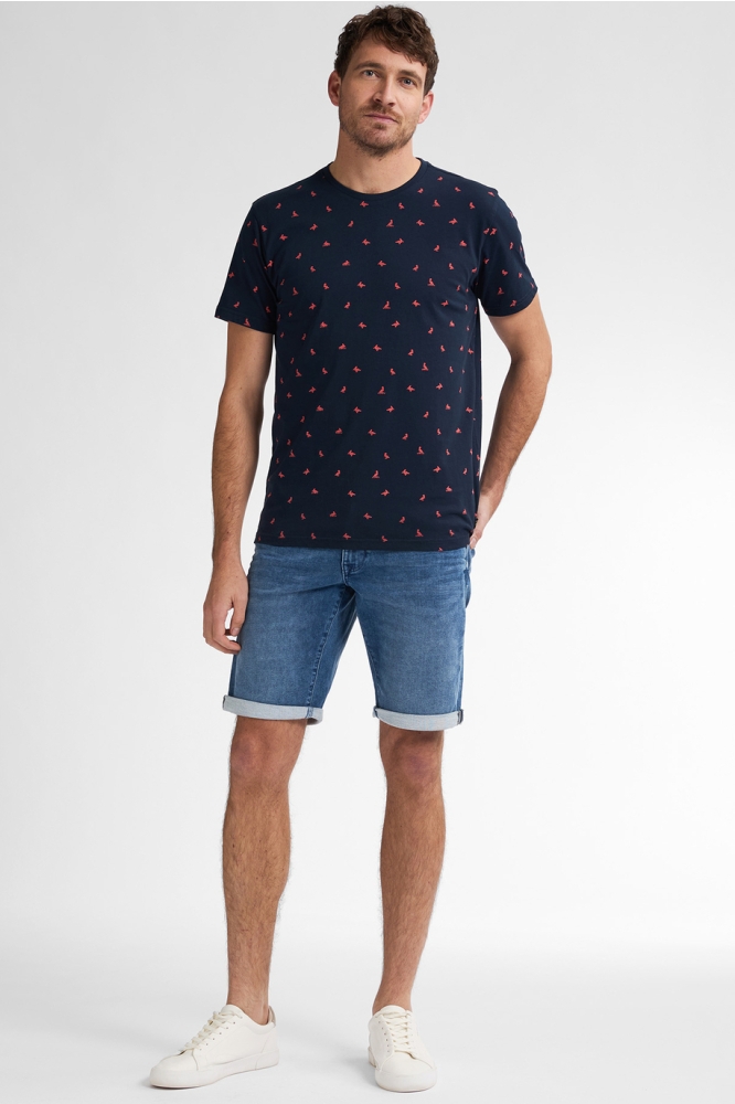 T SHIRT MET PRINT M 1050 TSR118 5178 Navy Blue